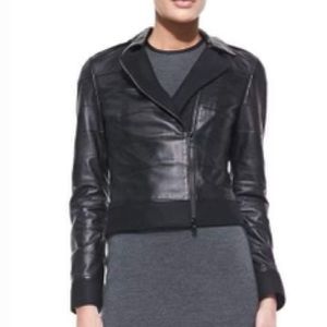 Tory Burch Black Leather Lila Jacket NWT 6 Zipper Closure Layer Seams Lined